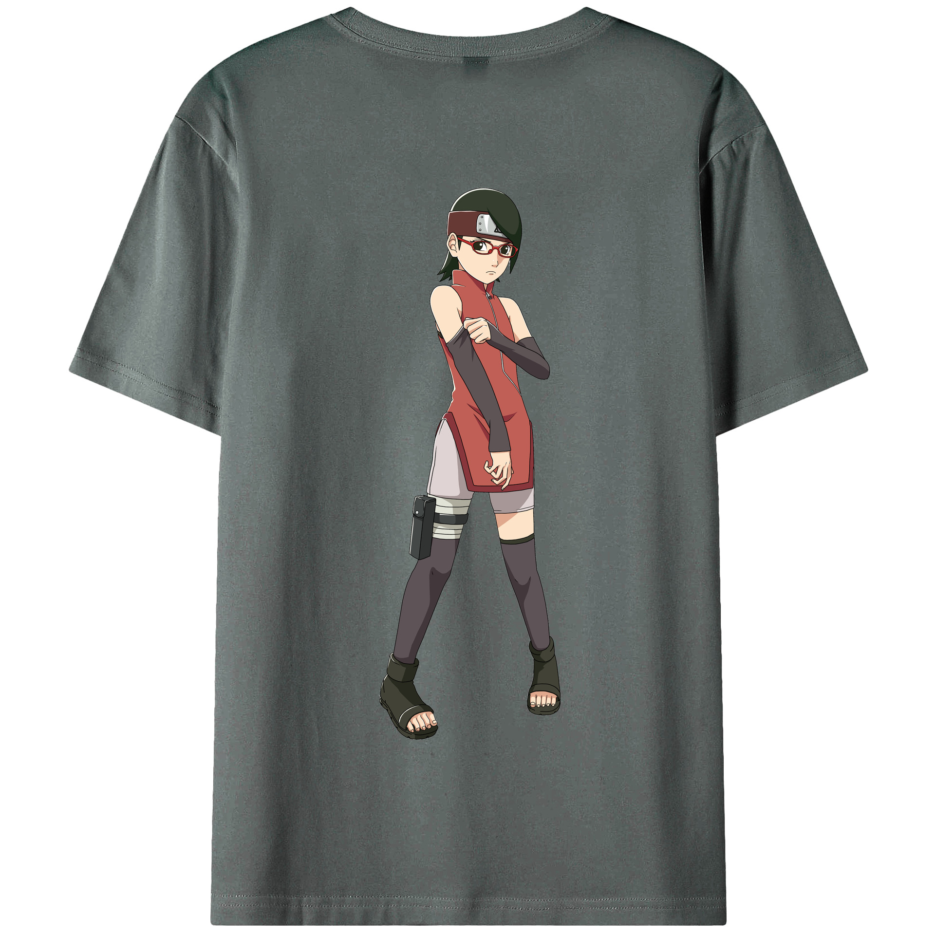 （画像用） NARUTO -ナルト- うちは サラダ Uchiha Sarada 綿100％半袖Tシャツ（背面プリント）